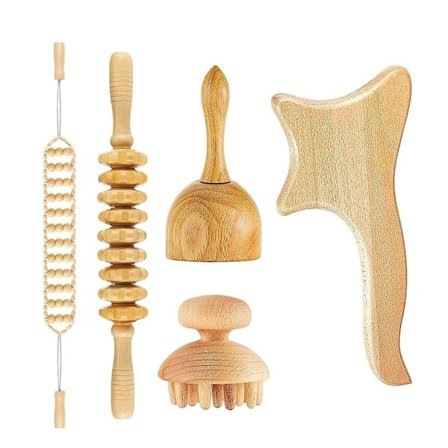 5 i 1 Maderoterapia Kit Wood Therapy Massage Tool Anti-celluliter Massage Set Kit