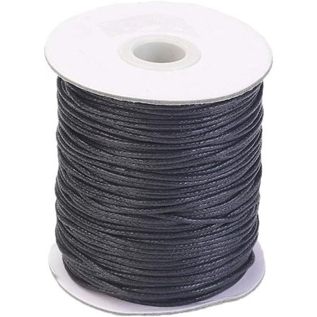150 Yards/Rull 1,5 mm Flettet Vokset Bomullssnor DIY Smykker Håndverk Makramé Laging Perlesnor Tau med Spole (Svart)