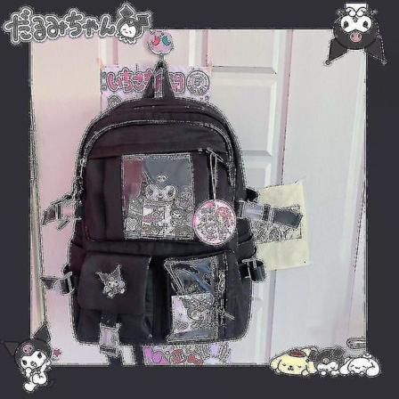 Kawaii Sanrio Mymelody Kuromi Cinnamoroll Pompom Purin Uusi Reppu Piirretty Opiskelijan Koululaukku Ulkoilureppu Suuri Kapasiteetti B