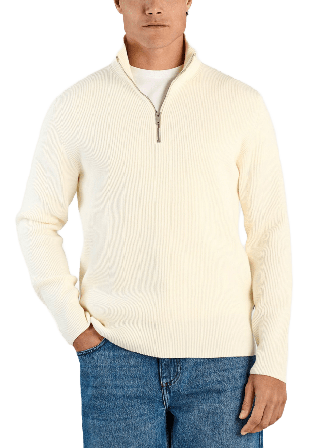 Lindbergh Half Zip Rib Knit Tröjor Herr Vit XXL