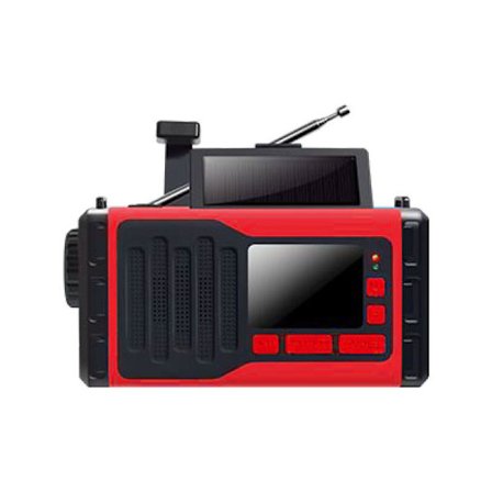 Solradio, 10000Mah Multi-Band Am Fm-radio med nödljus (Röd)