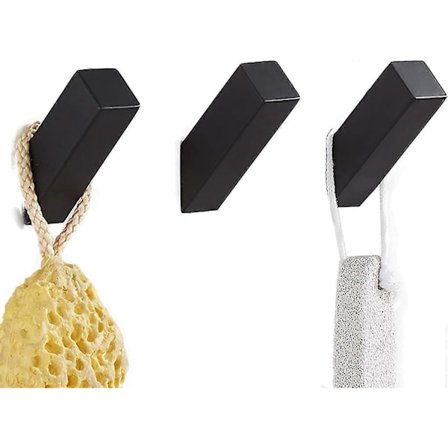 Väggkrok, Badrum för Badrockar, Handdukshängare, Hattar, Badrumstillbehör Borstad Svart Rostfritt Stål Matt, Svart, 3-pack
