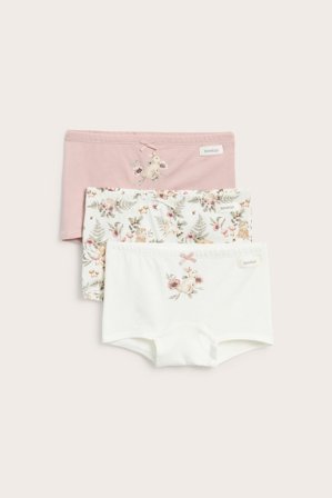 Newbie | Bokserit rusetilla 3-pack | Luonnonvalkoinen