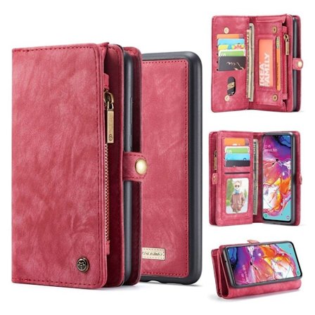 CaseMe Samsung Galaxy A70 Zipper Wallet Etui - Rød