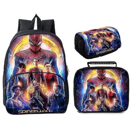 Spider-man Heroes No Return Tredelad 3d-utskrift 16-tums skolväska med rund ficka Målväska Pennväska