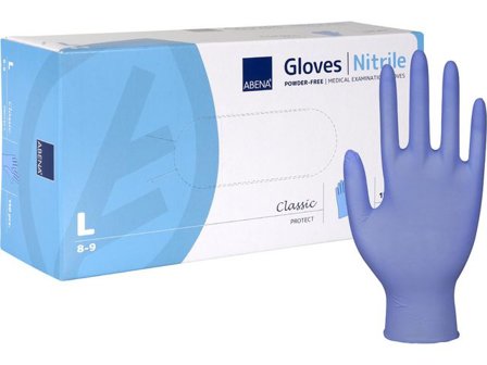 ABENA Nitrilhandske puderfri blå L 150/fp - Lyreco - Skyddsutrustning - Engångshandskar - Nitrilhandskar