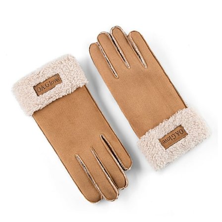 Varme handsker i ruskind, tykke motorcykelhandsker til kvinder, plys, udendørs, mænds