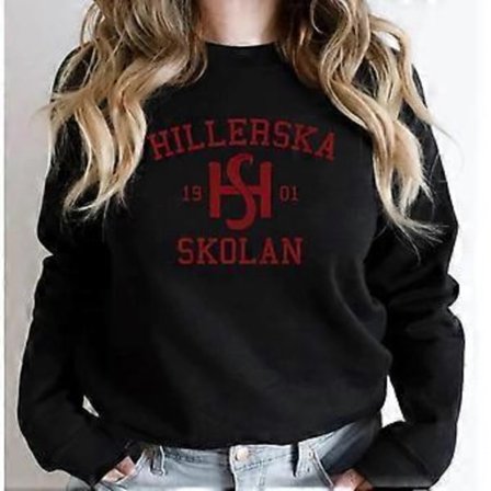 Young Royals Hillerska Skolan Genser Hillerska Skolan Hettegenser Dame Langermet Gensere Grafiske Hettegensere Streetwear Topper (XXXL svart)