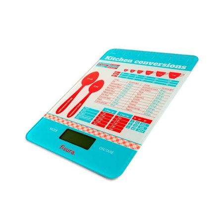 Digital köksvåg vichy svart och vit. Tara-funktion med precision 5kg/11lbs. Glas och ABS. 15 x 22 cm - Fisura