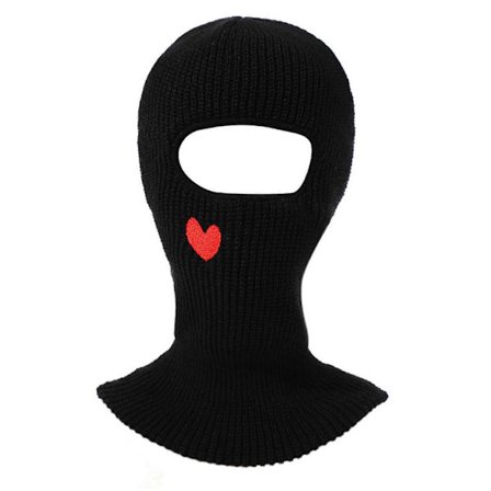 Strikket Balaclava Lue for Studenter Voksen Vindtett Vinterlue Halsbeskyttelse Lue med Broderi Hjerte Hold Varm Sykkel Lue aprikos[D]