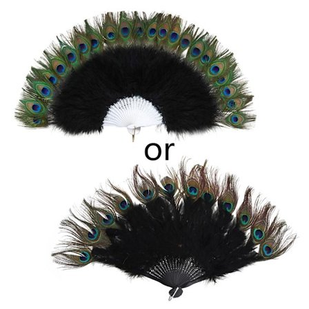 Vintage Feather Hand Fan Bröllop Dans Folding Fan Elegant Stor Feather Fashion Hemdekorationer
