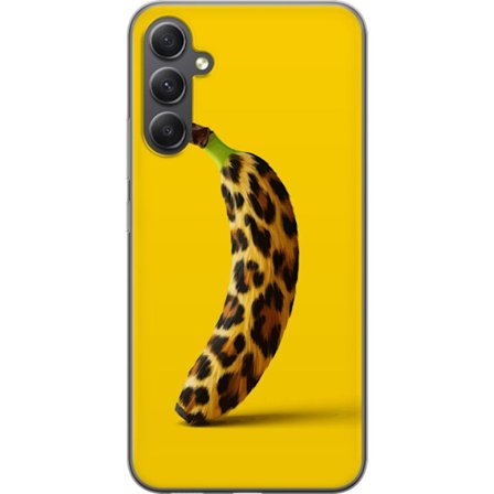 Kompatibel Mobilcover til Samsung Samsung Galaxy A05s Banan med leopardmønster mod gul baggrund i en kreativ og legende design