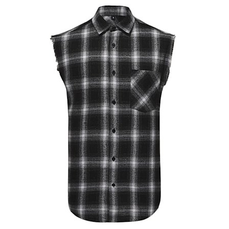 Ermeløs rutete skjorte med knapper for menn, avslappet flanellvest