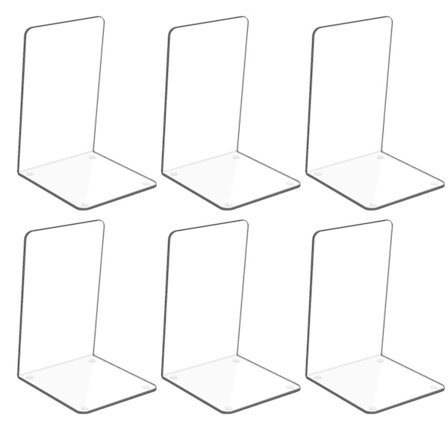 6 stk. gennemsigtige akryl-bogstøtter med skridsikre klistermærker, bogstøtter til soveværelse, bibliotek, kontor, skole og skrivebordsarrangør
