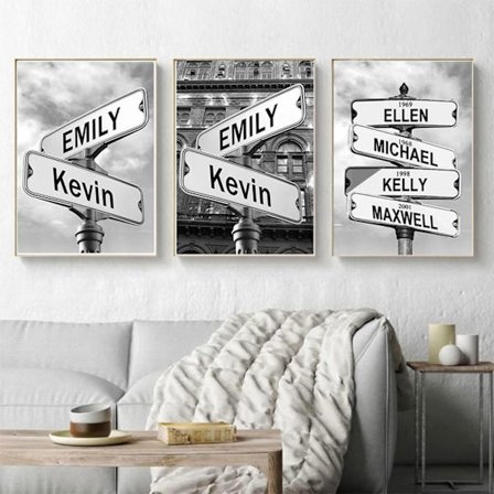 Personlig gatu- och korsningsskylt med namn/datum Canvasmålning Väggkonst Modern vardagsrum pojkrumsdekor Poster 40*60cm