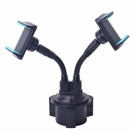 Dubbel Telefonhållare Bilfäste Dubbel Mugghållare 360° Roterbar Höjdjusterbar [DB]