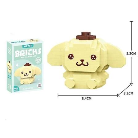Rakennuspalikka Sanrio Anime-hahmo Kuromi Kootut lelut Koriste-esine Malli My Melody Lasten palapelilahjat[HK] Pom Purin with box