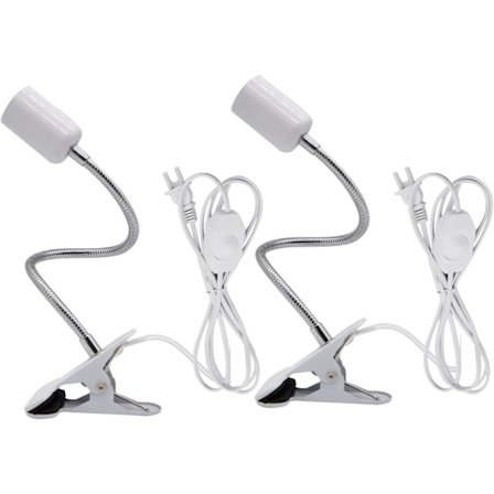 Klips på lampeholder 2-delt sett fleksibel bordlampe sokkel bærbar klips på lampe med 220 cm kabelsett klips på lampeholder 360° rotasjon klips på