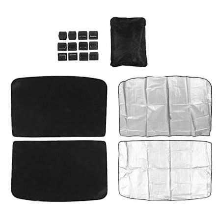 Solskjerming for glasstak, soltak, front, bak, toppvindu, UV-reflekterende solskjerming, erstatning for Tesla Model Y, svart