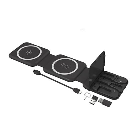 3-i-1 magnetisk trådløs oplader til telefon, høretelefoner og ur