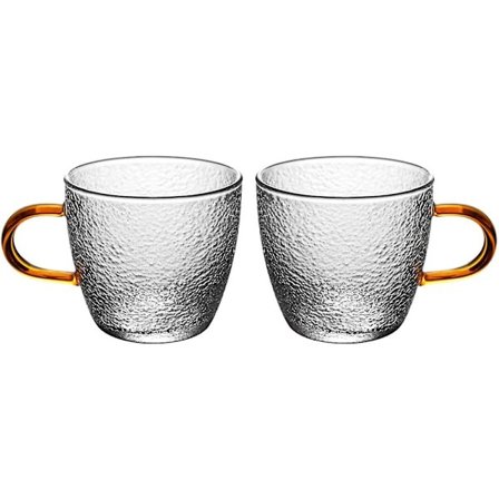 2 st Koppar Transparent Kaffe Vatten Små Tillbehör Te Glas Mugg Med Handtag