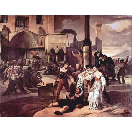 Sicilian Vespers Scene 1 (1821–22), Francesco Hayez Brun