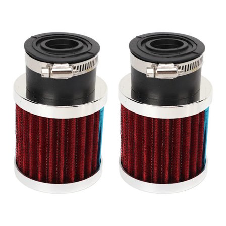 2 stk Motorsykkel Luftfilter Klemme På Høy Flyt Rundt Konisk Kjegle Motorbeskyttelse Luftrenser for 28mm‐48mm Forgasserdyse Rød