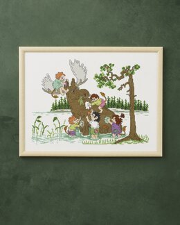 Broderikit Billede Elg & Trold - Permin