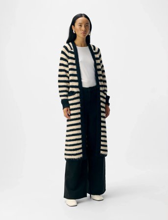 Object Objmilu Ls Lo Long Knit Cardigan Noos - Black - L