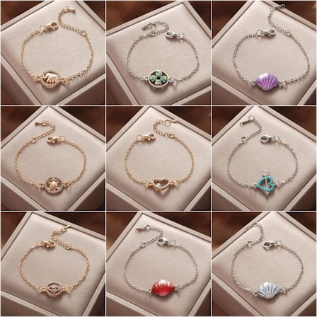 9 stk Delikate Gullarmbånd for Kvinner, Justerbare Lagdelte Armbånd Søte Onde Øye Ovale Kjede Dame Smykker, Beste Gaver til Familie eller Venner