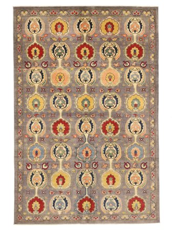 Noué À La Main Kazak Fine Tapis 201X299 De Laine Marron/Orange