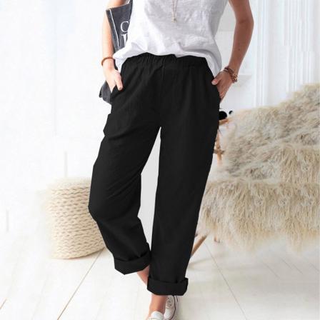 CDQ Mikilon Dam Casual Enfärgade fickor Elastisk midja
