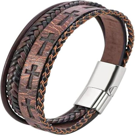 Læderarmbånd til mænd, Armbånd til mænd, Jernarmbånd til mænd, Armbånd i rustfrit stål til mænd, Vikingearmbånd