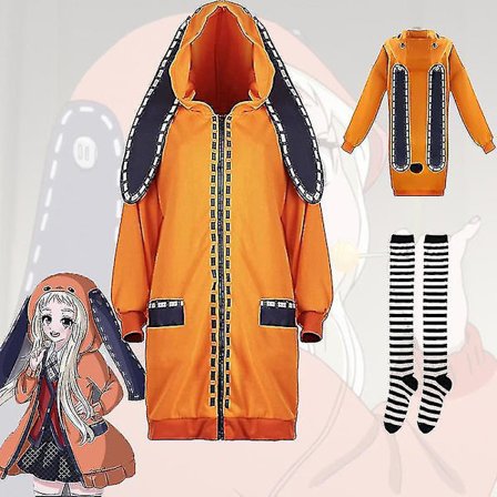 Anime Kakegurui Yomoduki Runa Kostume Sæt Hoodie Frakke Strømper Outfits Kvinder Fancy Up Rolleleg Dragt