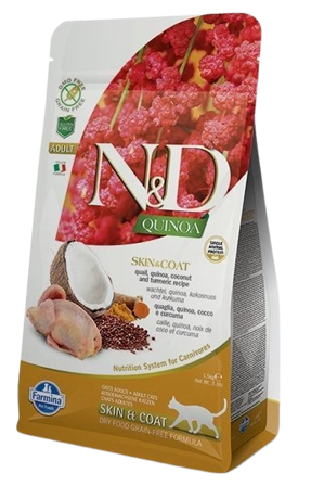 Farmina - Cat N&D Quinoa Skin & Coat Quail Adult 1,5 kg - Katt - Kattefôr & kattemat - Tørrfôr for katt - ZOO.no
