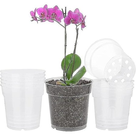 10 stk gjennomsiktige blomsterpotter i plast, små plastpotter for orkideer, potte for orkideer, hage, balkong osv.