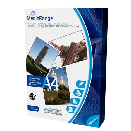MediaRange fotopapir - høyblank - 100 ark - A4 - 160 g/m²