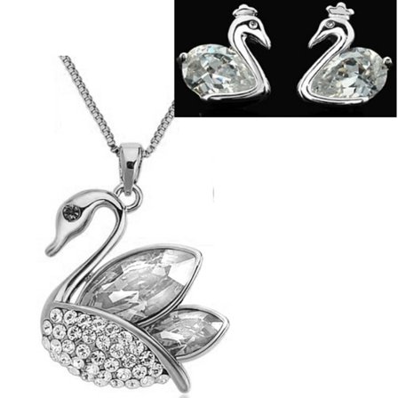 Svan kristall halsband silver smycken som bröllop smycken