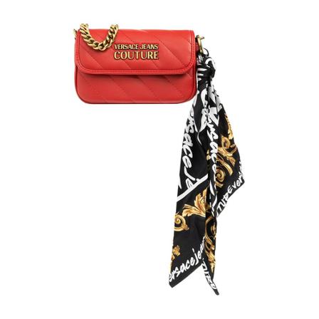 Versace Jeans Couture, Quilted shoulder bag with logo Rood, Dames, Maat:ONE Size,leer