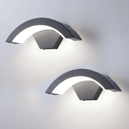 2-pakning 24W LED utendørs vegglamper, moderne, dekorativ innendørsbelysning, aluminium, IP65, kaldhvit 6000K