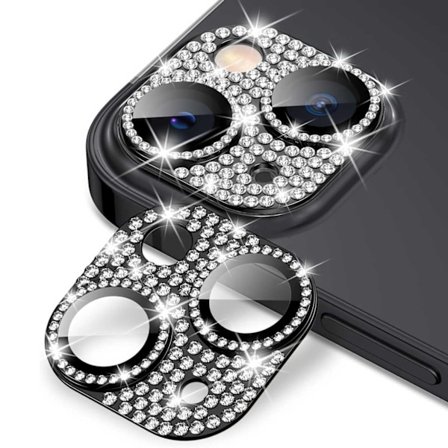 iPhone 15/15 Plus Kameraskydd Härdat Glas Bling Svart