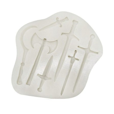 Våben Sværd Silikoneform Fondant Chokolade Kage Dekoration Form Bageværktøj