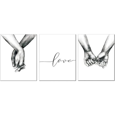 3 delar hand i hand väggkonst canvas tryck affisch nordisk fashio
