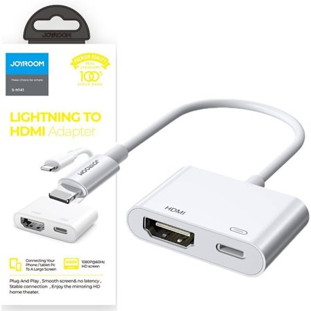 Joyroom-adapter fra Lightning (hann) til digital HDMI (kvinne) + Lightning (kvinne) FullHD 1080p 60Hz hvit (S-H141 hvit)