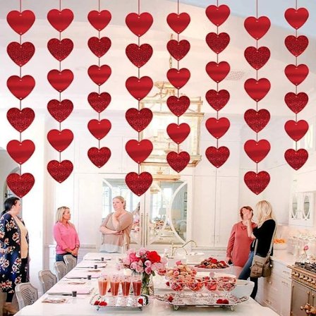 12 stykker røde hjerter Valentinsdag dekorationer, Hjerteformede Hængende_tfrf