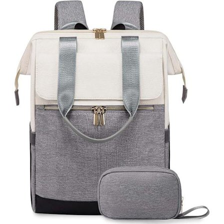 Ryggsekk for kvinner - med 15-tommers laptoprom - Vanntett reise-ryggsekk for kvinner, stor tote bag - Grå