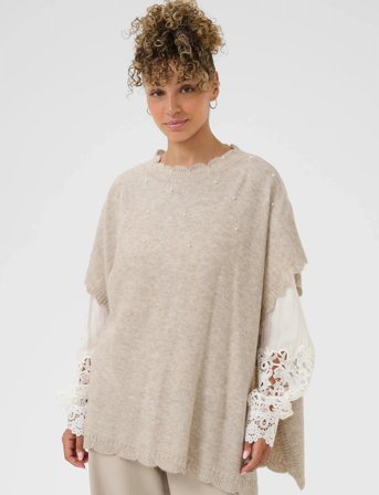 Cream Cremanuella Poncho - Cream - ONE SIZE
