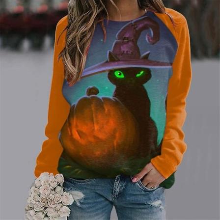 Naisten Halloween collegepaidat Kurpitsa Face Tanssi Luuranko Paita Pitkähihainen Villapaita Hauska Graafinen Neulepusero style 12 3XL