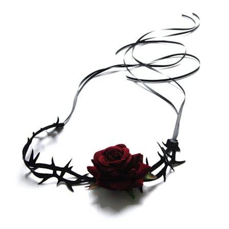 Röd blomma Rose Choker Girl Gothic Lolita-Svart Spetskrage Choker Halsband Pålitlig nyckelbenskedja Punk Smycken Present