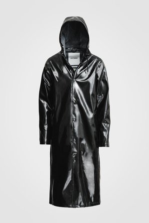 Stockholm Long Print Opal Raincoat Black